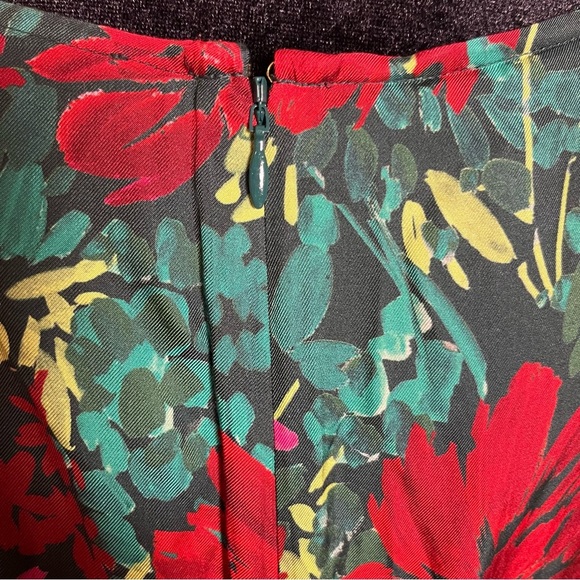 Vineyard Vines Silk Twill Belted Maxi Dress Floral Red Pink Green XL - Picture 5 of 13